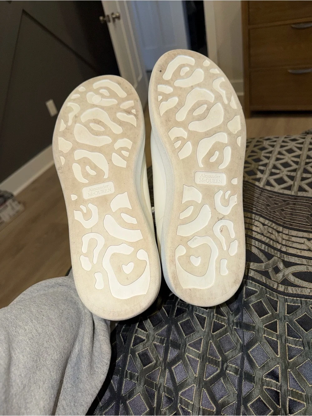 Alexander McQueen White Leather Sneakers with Black Heel Tab